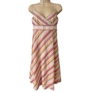 Vintage Y2K J. Crew Womens Size 6 Empire Waist Spaghetti Strap Cotton Sun Dress